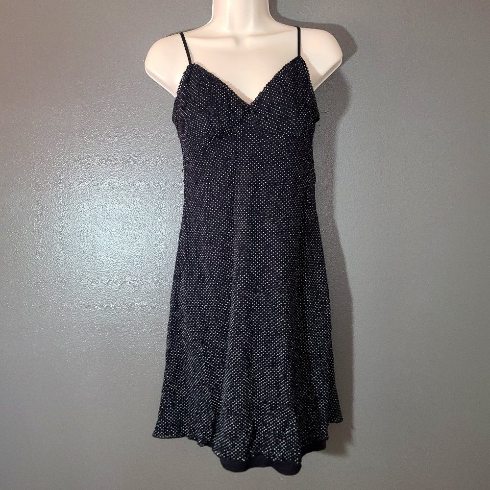 Rare Vintage Morbid Threads Black and White Polka Dot Spaghetti Strap Dress